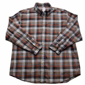 Brooks Brothers Mens XL Plaid Flannel‎ Shirt Madison Fit Orange Brown Cotton